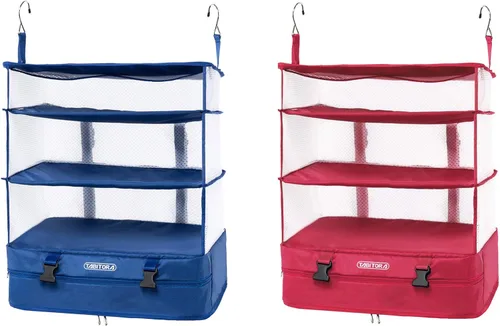 Vista 72 de TABITORA - Estantería portátil y plegable de gran capacidad con ganchos para colgar, ideal como almacenamiento para viajes