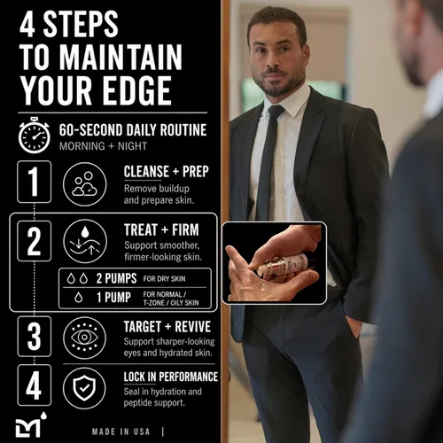 Vista 4 de Man Labs Titan - Suero facial antienvejecimiento para hombres – Loción facial de alta potencia para hombres y crema tensora de la piel para la cara