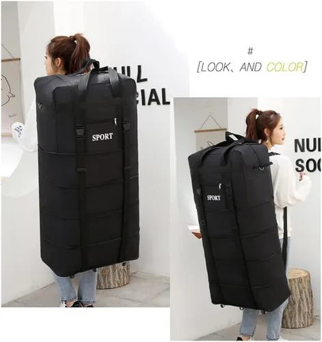 Vista 8 de Bolsa de viaje Oxford expandible extra grande con ruedas, impermeable, ligera, plegable, maleta, Entramado, Equipaje extensible central rígido