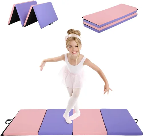 Vista 10 de BLKMTY Gymnastics Mats, Folding Exercise Mat Gym Yoga Aerobics Fitness Mats Kids' Gymnastics Tumbling Mat with Carrying Handles for Home Gym