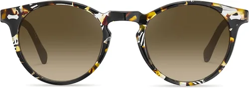 Vista 15 de CARFIA Gafas de sol polarizadas de acetato redondo para mujer, protección UV de cara pequeña con funda de cuero CA5288