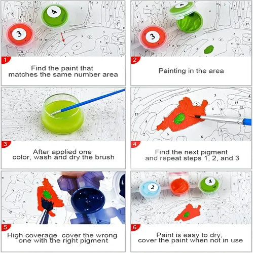 Vista 6 de QUITEDEW Pintura por números para adultos principiantes, pintura de paisajes por números, kits de pintura de jardín por números, adecuados