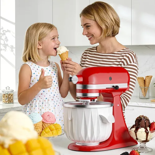 Vista 2 de Accesorio para máquina de helados KitchenAid, accesorio para batidora de pie de 2 cuartos de galón, accesorio de helado de sorbete de yogur