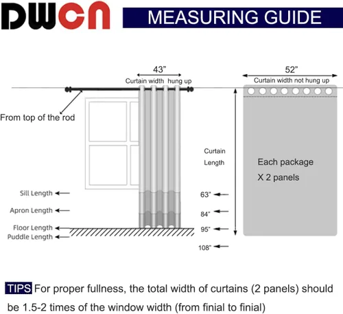 Vista 6 de DWCN Cortinas 100% opacas de 63 pulgadas de largo para dormitorio, decoración del hogar, aislamiento térmico, bloqueo de luz, oscurecimiento de Gris