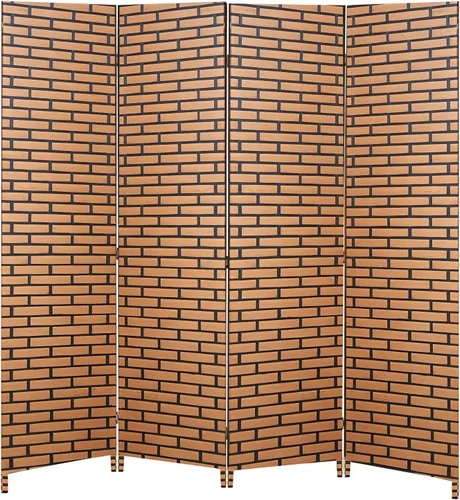 Vista 8 de Divisor de habitación, 4 paneles de madera para interiores, hecho a mano, separadores de habitación portátiles y pantallas plegables de privacidad