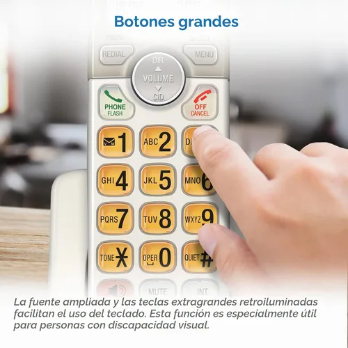 Vista 5 de AT&T - Teléfono inalámbrico expandible con sistema de respuesta y teclas XL retroiluminadas, 5 terminales