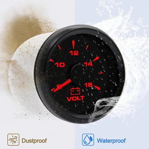 Vista 8 de Geloo Medidor de Voltaje Marino de 52 mm 8-16 Voltímetro de Voltaje para Barco y Coche Juego de Indicadores de Voltaje con Retroiluminación de 7