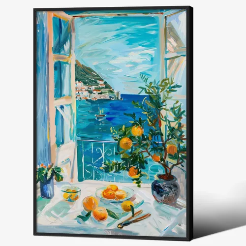 Vista 41 de Póster de pintura al óleo colorida de ventana abierta, arte de pared abstracto impresionista famoso y moderno, impresiones de lienzo estético