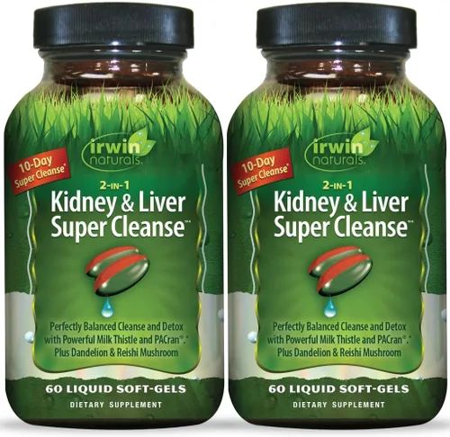 Vista 9 de Irwin Naturals 2 en 1 Kidney & Liver Super Cleanse 60 cápsulas blandas