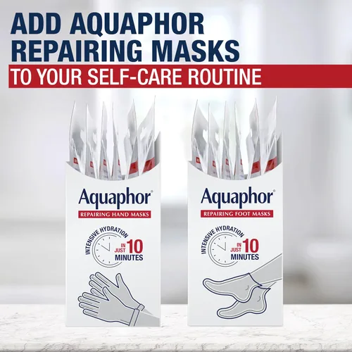 Vista 10 de Aquaphor Mascarillas reparadoras para pies, calcetines hidratantes para pies secos, tratamiento hidratante para el cuidado de los pies con aceite