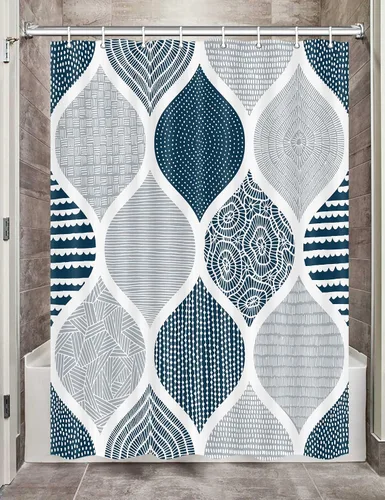 Vista 38 de JAWO - Cortina de ducha negra y blanca para cámper RV para baño de remolque de viaje, juego de cortinas de ducha de tela pequeñas, estrechas