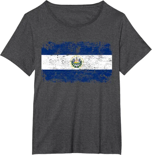 Vista 24 de EL SALVADOR Bandera Vintage Hombres Mujeres Niños Camiseta EL SALVADOR