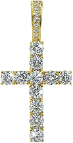 Vista 7 de JINAO Cadena de Cruz para Hombres Collar de Cruz de Oro Chapado en Oro de 14K Cadena de Cruz de Clavo Grande con Circonitas Cúbicas Colgante Joyería