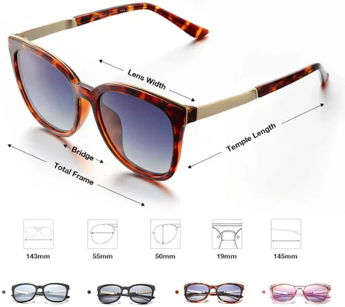 Vista 3 de AHT Gafas de sol polarizadas para mujer con rayos sombreados 100 UV ojos de gato