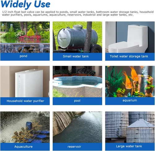 Vista 6 de LIUCOGXI Válvula de flotador de latón de 1/2 pulgada Válvula de agua con adaptador Válvula de flotador de estanque con brazo ajustable Válvula