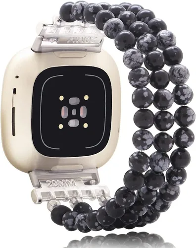 Vista 9 de C&L Accessories Pulseras compatibles con bandas Fitbit Versa 3/Versa 4/Fitbit Sense 2/Bandas Sense para mujeres y hombres con cuentas de piedras