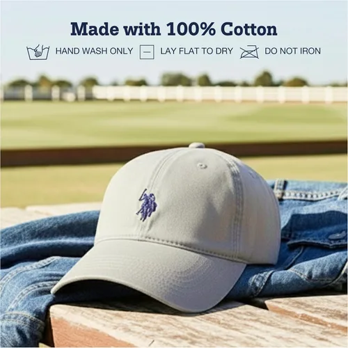 Vista 7 de U.S. Polo Assn. Gorra de béisbol, sombrero ajustable de papá 100% algodón con pequeño logo de pony Gris