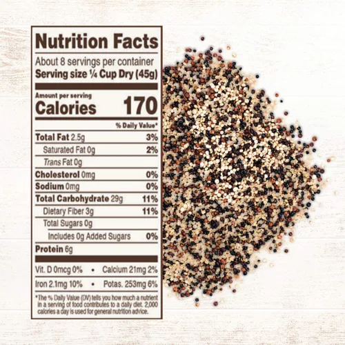 Vista 5 de Roland Foods Quinua orgánica tricolor, prelavada, totalmente natural, sin gluten, 12 onzas