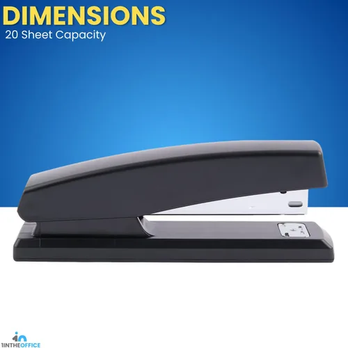Vista 4 de 1InTheOffice Engrapadora de oficina para escritorio, engrapadora de escritorio resistente, negro, capacidad de 20 hojas, paquete de 2