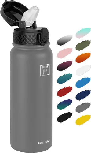 Vista 8 de Fanhaw Botella de agua de acero inoxidable aislada para niños de 20 onzas con tapa con popote, a prueba de fugas y antipolvo, botella de uso diario