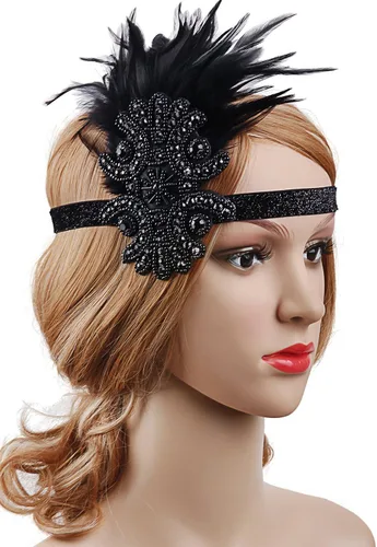Vista 2 de VIJIV - Diadema con diseño de plumas de los años 20