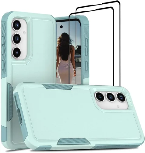 Vista 186 de Jeylly Compatible con Samsung Galaxy A22 5G Funda, Funda Samsung A22 5G con 2pcs protectores de pantalla de vidrio templado