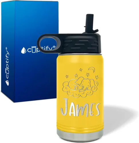 Vista 36 de Cuptify Botella de agua para niños personalizada con nombre en botella de agua aislada con anillo brillante verde de 12 onzas Verde brillante