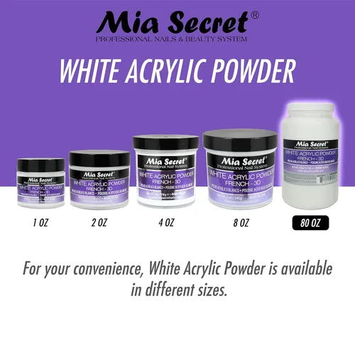 Vista 3 de Mia Secret Polvo acrílico blanco (5 libras)