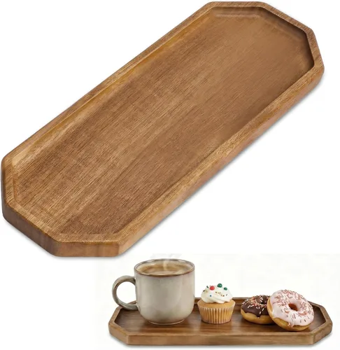 Vista 9 de Bandeja pequeña de madera Bandeja de madera de acacia para tocador, encimera de baño, mesa de café e inodoro Perfecto para joyas, llaves