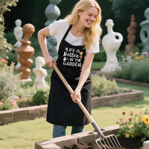Vista 3 de Delantal de jardinería para mujer con bolsillos, delantal de jardín ajustable divertido regalo para jardinero, mamá, esposa, amante de las plantas