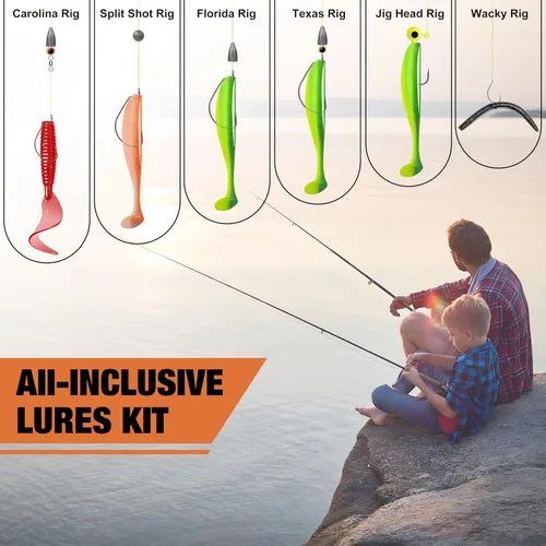 Vista 2 de TRUSCEND Complete Fishing Lures - Tackle Box with Tackle Included - Crankbaits, Minnows, Frogs, Vibes, Poppers, Spinners, Spoons, Soft Baits, Hooks