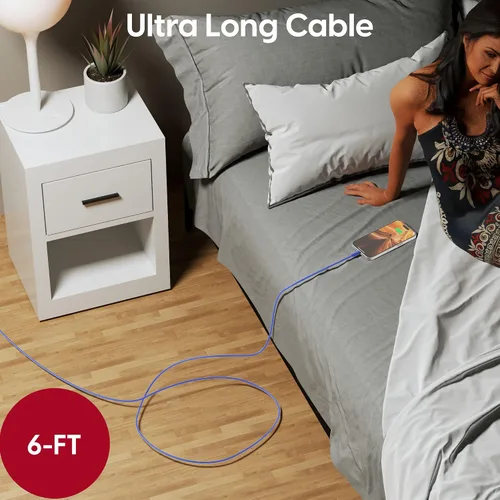 Vista 7 de TALK WORKS cable Lightning de carga para iPhone, cable MFI resistente de 10 pies de largo para iPhone 13, 12, 11, Pro/Max/Mini, XR, XS/Max, X, 8, 7