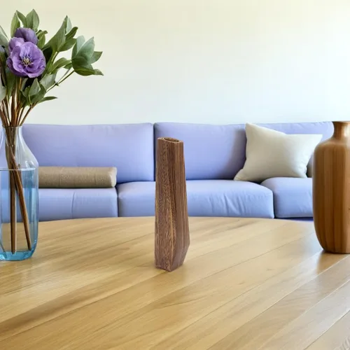 Vista 6 de Wakauto Jarrones de madera oblongos rústicos altos para piso, moderno centro de mesa de granja, jarrón decorativo de madera natural, soporte