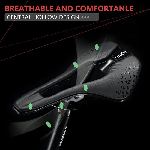 Vista 5 de KOOTU Sillín de bicicleta de carretera, cómodo asiento de bicicleta impermeable para hombres y mujeres, asiento de bicicleta transpirable que