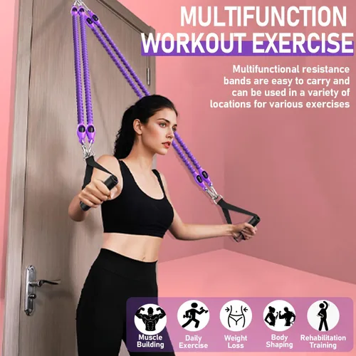 Vista 4 de 2026 Upgrade Foot Pedal Resistance Band, Adjustable 4-Tube Pedal Ankle Puller Resistance Band with Handle, Multifunction Home Gym Equipment, Stirrup