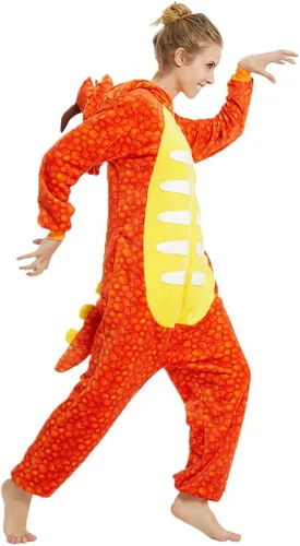 Vista 4 de Funnyparty Triceratops - Pijama de Halloween con diseño de animal disfraz de animal para adultos de una pieza unisex