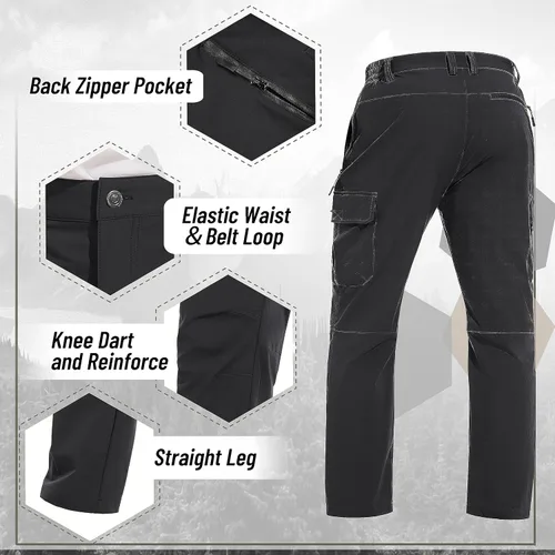 Vista 5 de TACVASEN Pantalones de trabajo para hombre, resistentes al agua, antidesgarros, de secado rápido, para senderismo, viajes, exteriores, con 5