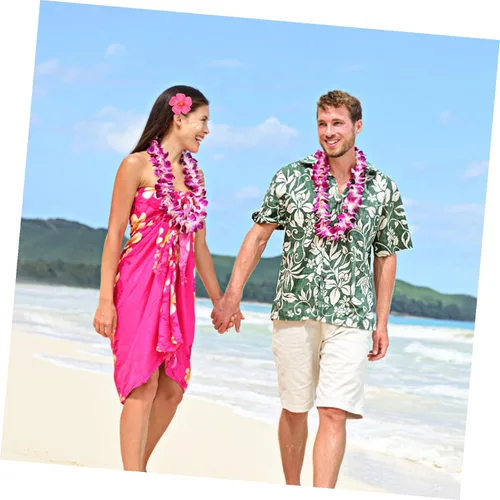 Vista 5 de Abaodam 10 flores de hibisco sintético hawaiano, flores artificiales tropicales para decoración de mesa hawaiana Luau decoración de mesa