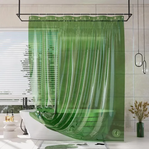 Vista 10 de AmazerBath Forro de cortina de ducha, 100% EVA, suave ámbar transparente, resistente, cortina de ducha y forro 2 en 1, 72 x 72 pulgadas, forro