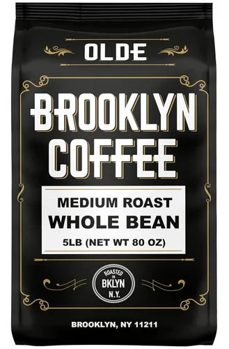 Vista 7 de Café de grano entero OLDE BROOKLYN COFFEE, tostado oscuro clásico (0.91 kg) Sabor audaz y suave, aroma intenso - Granos de café frescos en granel
