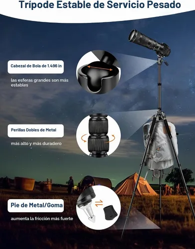 Vista 4 de Trípode de cámara JOILCAN, Trípodes y monópodos de aluminio de 83" con asa de metal, Trípode resistente para cámara DSLR, láseres, binoculares