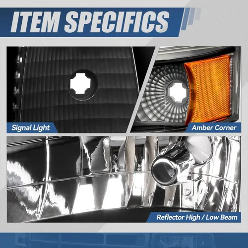 Vista 4 de Auto Dynasty Juego de Faros LED DRL 3D y Lámpara de Parachoques Compatible con Ford F-150 F-250 F-350 Bronco 1992-1996, Lado del Conductor