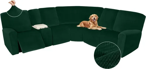Vista 205 de Arfntevss Fundas de sofá seccional reclinable de terciopelo, Funda de sofá seccional de esquina para sofá reclinable, Funda elástica suave