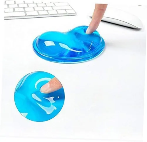 Vista 4 de Ciieeo Almohadilla de silicona azul con reposamuñecas con forma de corazón relleno de gel para computadora, soporte de muñeca para teclado