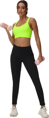 Vista 6 de Attifall Sujetador deportivo con tirantes y copa CD, espalda cruzada, para yoga, entrenamiento, correr, gimnasio, deportes