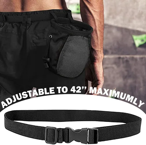Vista 4 de Bolsa de tiza de escalada - Bolsa de tiza negra ajustable para equipos de escalada en roca