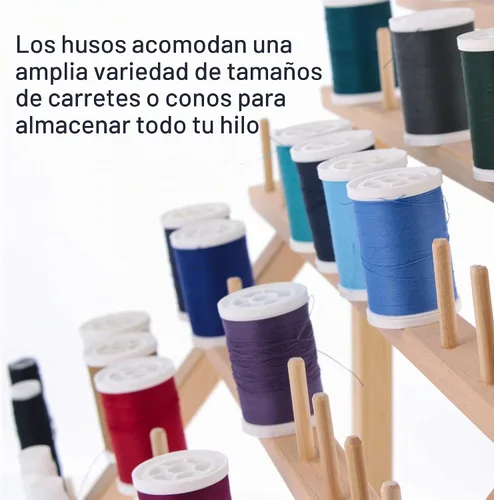 Vista 5 de US Art Supply - Soporte de hilo prémium de 60 carretes: organizador de almacenamiento de hilo de coser y bordar de madera
