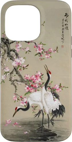 Vista 21 de Red Cap Cranes with Plum Blossoms Japanese Woodblock Art Case for iPhone 17