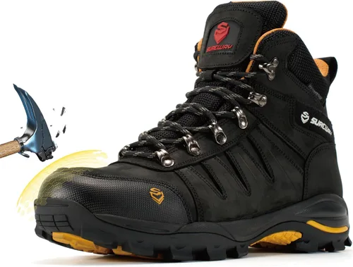 Vista 10 de SUREWAY Men's 6" Waterproof Work Boots - Soft Toe,Leather Lace Up,EH Rated, Slip Resistant Outsole for Construction, Roofing & Hunting Work Boots