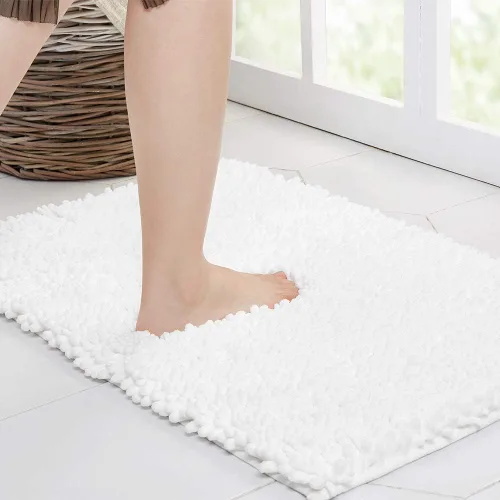 Vista 45 de Walensee Alfombra de baño antideslizante (32x20, azul oscuro) absorbente de agua, súper suave, felpilla peluda, lavable a máquina, se seca